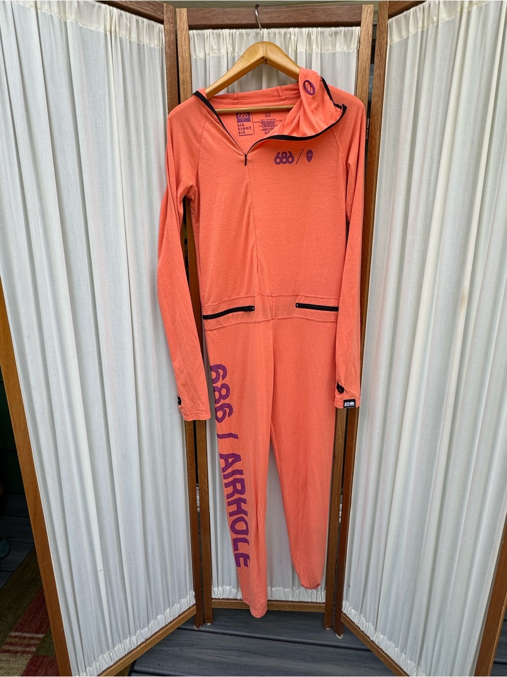 686 Coral Zip Cold Weather Onesie with Purple Logo